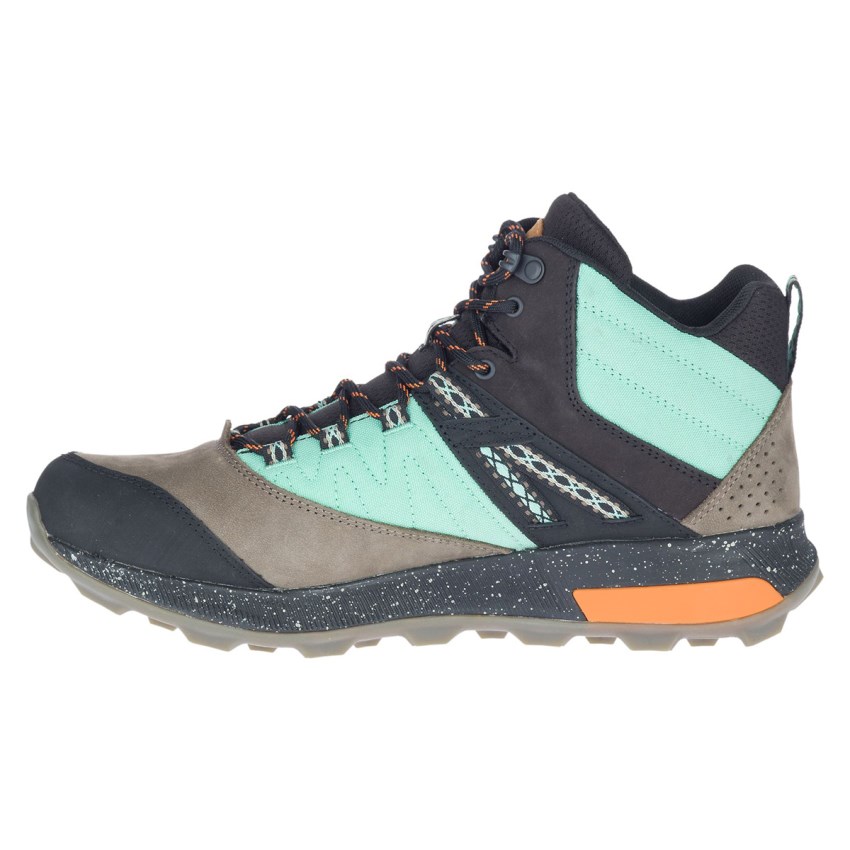 Chaussures Randonnée Merrell Zion Mid Waterproof X Unlikely Grise/Turquoise Homme | S.I.DKJM